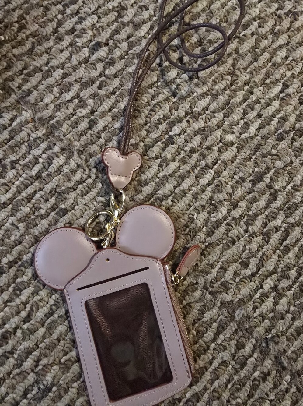 Pink Character Card Holder Lanyard Wallet